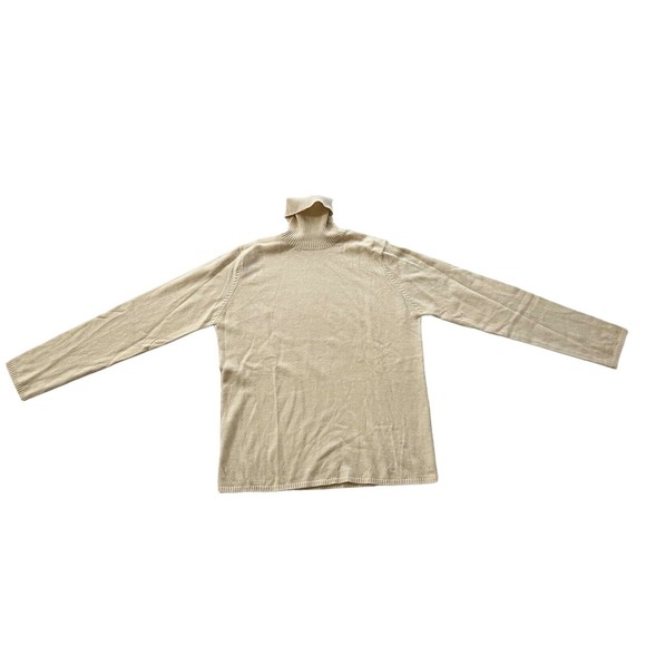 CULLEN 100% CASHMERE PALE SAND BROWN TURTLENECK LONG SLEEVE SWEATER Sz M - Picture 3 of 11
